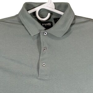 Ping Collection Mens Sage Green Textured Golf Polo Shirt Size Medium